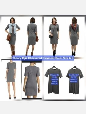 Theory Rijik Checkered Claymont Dress Size 6-8